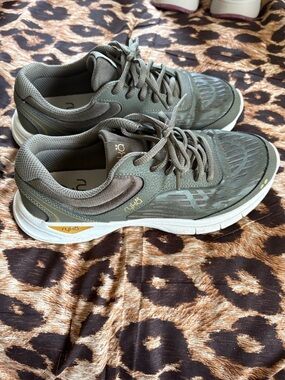 Ryka Olive Athletic Lace-Up Sneakers with Gold Accents